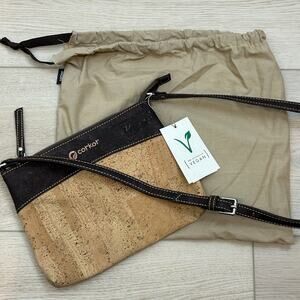 CORKOR Crossbody purse and dust bag NWT Light brown/brown combo
